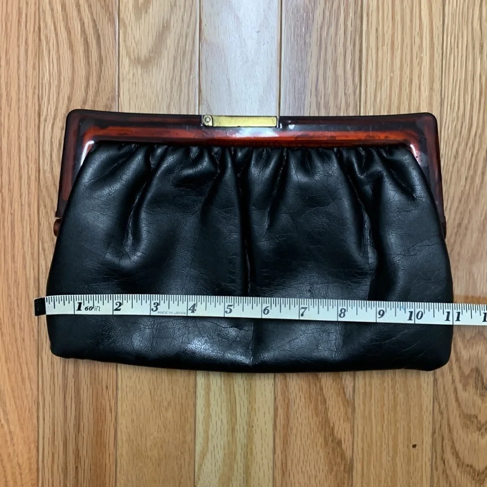 Vintage‎ Black Squishy Leather Lucite Clutch